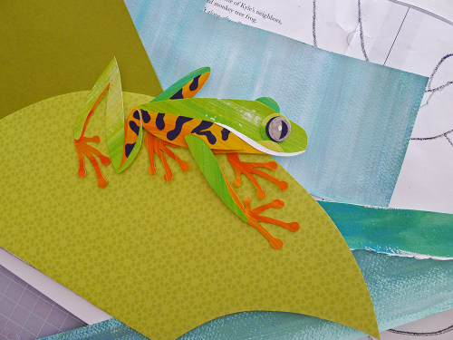 tiger striped tree frog, rainforest frog, kyle goes alone, paper art